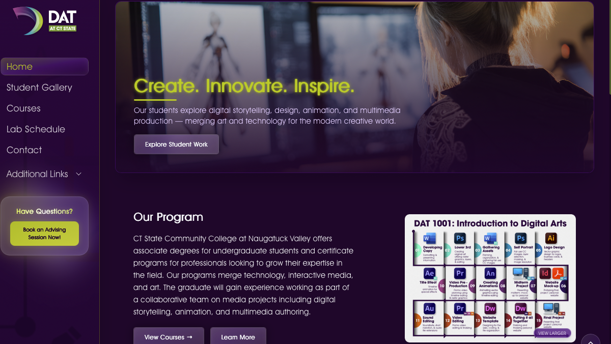 A preview of the NVCC DAT Website